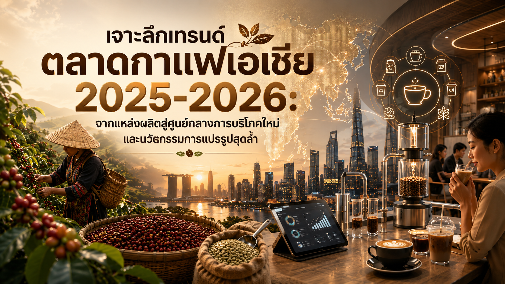 เจาะลึกเทรนด์ตลาดกาแฟเอเชีย 2025-2026: จากแหล่งผลิตสู่ศูนย์กลางการบริโภคใหม่และนวัตกรรมการแปรรูปสุดล้ำ